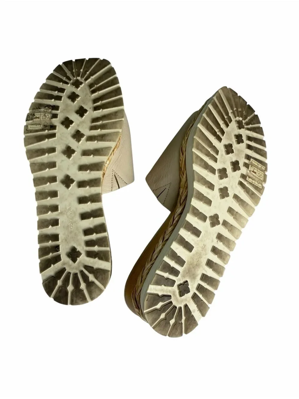 Dolce Vita Cream Leather Platform Slide Sandals size 10